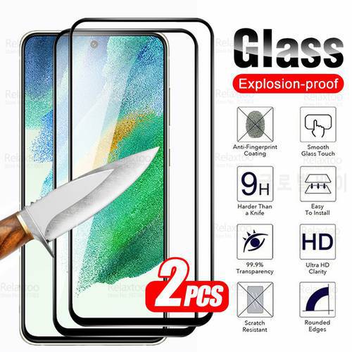 Samsun S21 FE Glass 2pcs Full Cover 9D Protective Glass For Samsung Galaxy S21FE 5G S 21 Fan Edition Screen Protector Phone Film