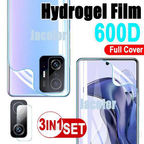 3IN1 Water Gel Film For Xiaomi Mi 11 11x 11t Pro Ultra Lite 5G 11i Screen Protector+Back Cover Hydrogel Film+Camera Glass Xiomi