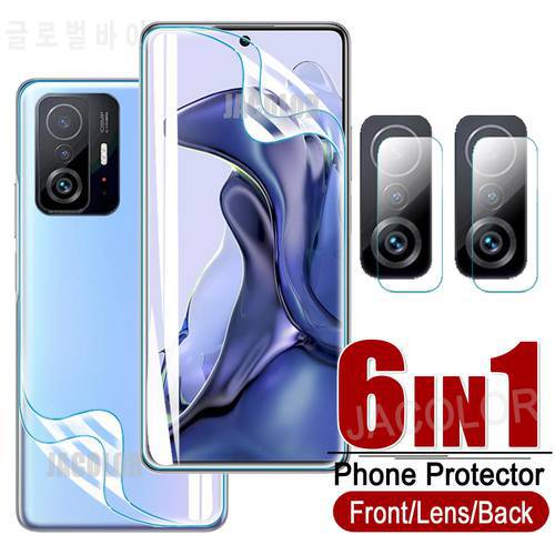 6in1 Hydrogel Protector For Xiaomi 11t Pro Screen Soft Film+Back Cover Gel Film+Lens Glass For Xiaomi11t 6.67 inches Xiomi 11 t
