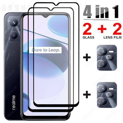 4IN1 Tempered Glass for Realme C35 C31 C25Y C21Y C11 C30 Camera Lens Screen Protector for Realme C35 C31 Protective Glass Film
