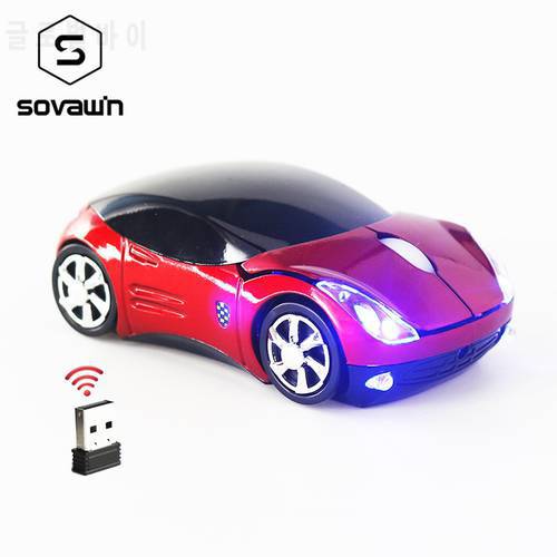 SOVAWIN LED Wireless Mouse Car Shape Mini Mouse 1200 DPI 2.4G USB Receiver Gaming Optical Electronic Mice For Laptop Computer PC