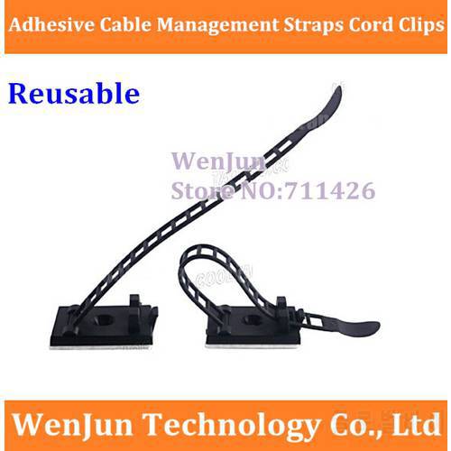 100PCS NEW Reusable Adhesive Cable Management Straps Cord Clips ,Heavy Duty black color