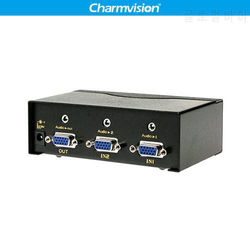 Charmvision VA201R 2 Ports VGA Audio switcher Auto Scanning Remote control VGA 3.5mm AUX Audio simultaneously control Switch