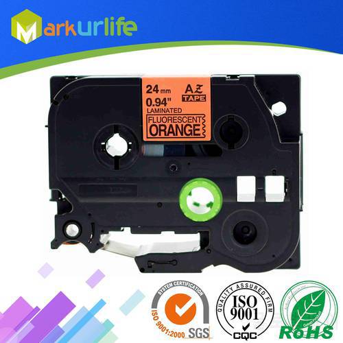 1 PCS/Lot Adhensive label Compatible for Brother Tze-B51 Tz-B51 Eye-catching Fluorescent Tape printer Black on Orange