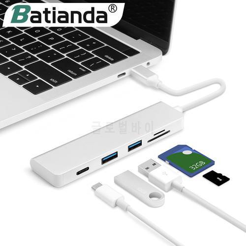 Batianda Thunderbolt 3 Adapter USB C to 3.0 HUB Type C Converter for MacBook Pro Air 13 15 16 USB-C Adapter TF/SD Card Reader