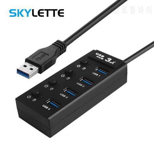 Sub-control Switch 4-Port USB 3.0 Hub 30/60/120cm Cable Portable 5Gbps Charging Splitter For Multi USB Desktop Laptop