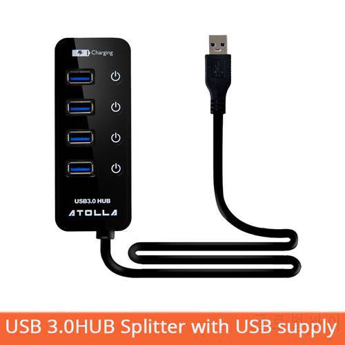 4 Port USB 3.0 hub Splitter with Power Charging Port and Switch Multiple USB Splitter Porta Panel USB docking station
