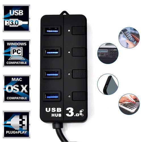 Super Speed 4-Port USB 3.0 Ultra Slim Data Hub Micro USB Splitter & Adapter 5Gbps Transfer Rate for Mac, PC, USB Flash Drives,