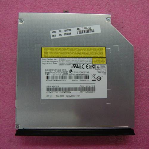 Original AD-7710H SATA DVD/CD Rewritable Drive w/ Faceplate For Lenovo Thinkpad Edge 14 15 E40 E50 Series,FRU 63Y0905