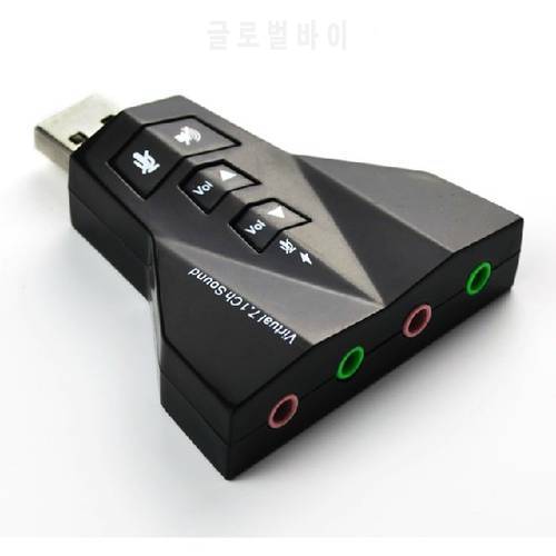 Free Shipping Double Sound Card Virtual 7.1 Channel USB 2.0 Audio Adapter Dual Microphone and Headset 7.1Ch 3D Audio Sound Card