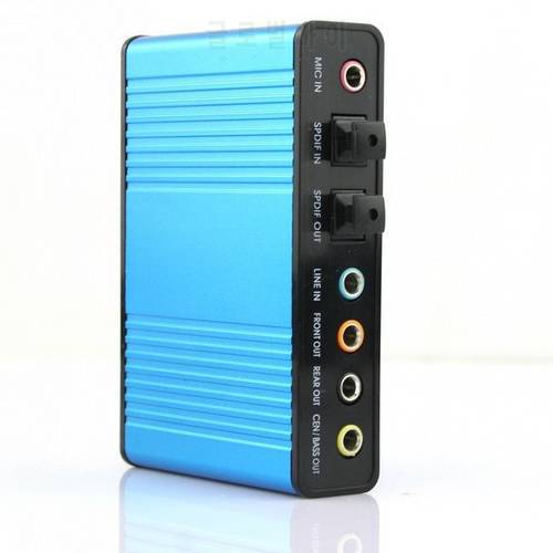 Free Shipping 2014 Hot Deal New 1Pcs Blue 6 channel 5.1 External Audio Music Sound Card Soundcard For Laptop PC Free Shipping