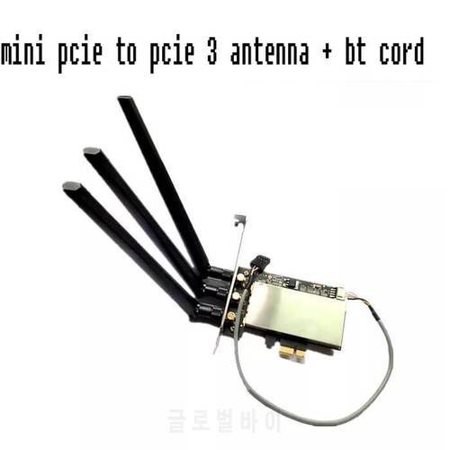 PC Desktop Wireless Adapter Mini PCIE to PCI-E PCI express WiFi Bluetooth Converter 3 Antenna