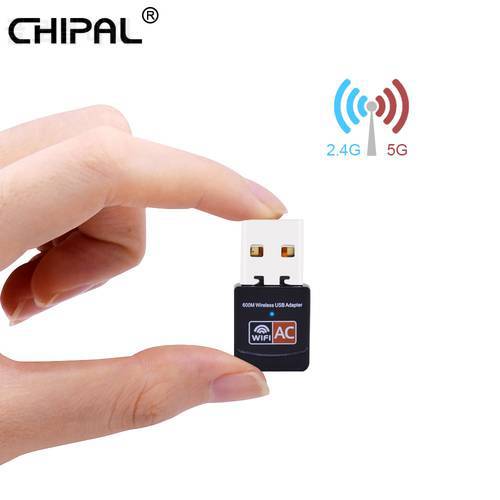 CHIPAL 600Mbps 802.11AC Wireless Network Card External USB WiFi Adapter 4dbi Antenna LAN Wi-Fi Receiver 2.4G 5.GHz for Windows