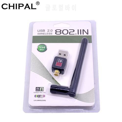 CHIPAL 150Mbps Mini USB WiFi Adapter Receiver Antenna External Wireless LAN Network Card 802.11b/g/n Support Windows Mac for PC