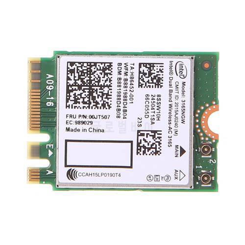 Intel Dual Band Wireless-AC 3165 BT4.0 2.4G/5G 433M NGFF 3165NGW Wireless Card