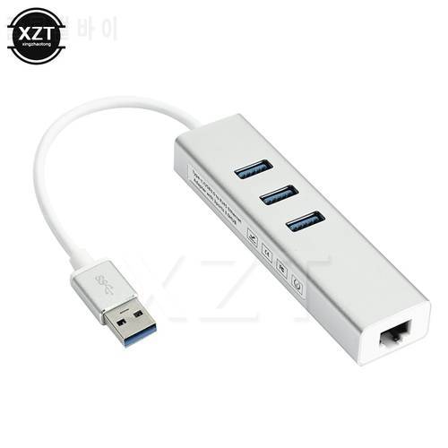 1pcs Network Card Gigabit Ethernet RJ45 Lan With 3 Ports USB 3.0 HUB USB Splitter USB to Ethernet Adapter for Macbook Laptop