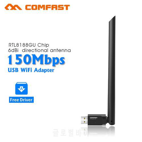 Free driver Mini wifi adapter 150Mbps usb wireless network card with antenna/WPS plug&play COMFAST wifi receiving for pc/desktop