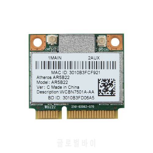 Dual band 300Mbps Wifi AR5B22 Wireless 802.11bgn Half Mini PCI-E WLAN 2.4G/5Ghz Wi-Fi + Bluetooth 4.0 COMBO Lan Network card
