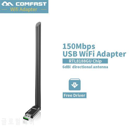 COMFAST Free driver usb wifi wireless PC network card 150Mbps Mini wifi adapter with 6dBi antenna WPS one key encryption