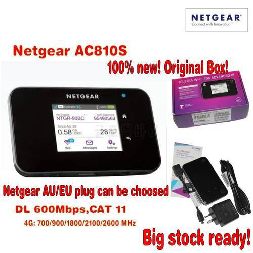 Original Unlocked touch screen Netgear Aircard AC810S 810S Cat11 600Mbps 4GX Advanced III 4G LTE Mobile Hotspot pk e5786 ac790s