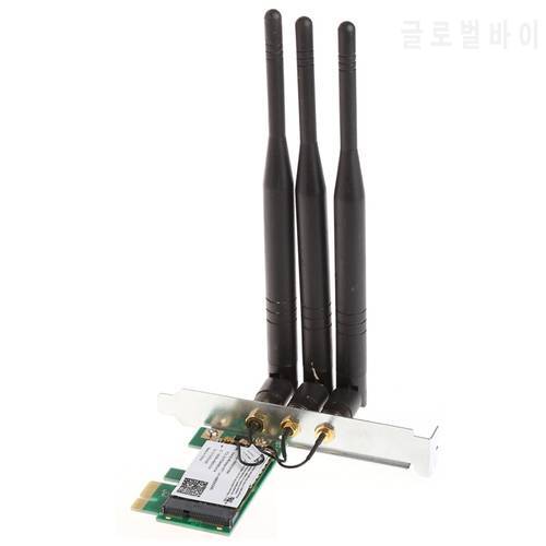Network Card 2.4/5GHz High Speed 300M Desktop PCI-E Wireless Card+3 2dBi Detachable Wifi Antenna For PC Desktop