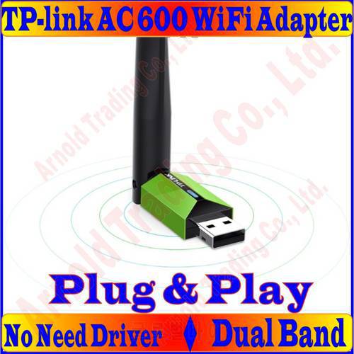 Plug&Play No Need Driver, TP-LINK AC600 Wireless Network Card 11AC 600Mbps Dual Band USB WiFi Adapter with 5dBi External Antenna