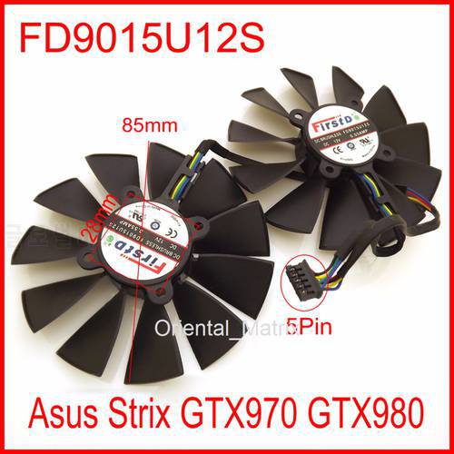 2pcs/Lot FD9015U12S 85mm 28x28x28x28mm 12V 0.55A with 5Pins for Asus Strix GTX970 GTX980 Graphics Card Cooler Fan