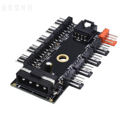Black PC 1 To 10 4Pin Molex Power Supply Adapter For Computer Mining Water Cooling 4pin Fan Hub Splitter Cable PWM 12V Chasis