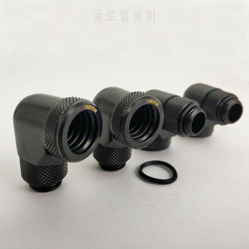 4pcs/lots BYKSKI 90 Degree OD14mm Hard Tube Rotary Fitting Hand Compression Fitting G1/4&39 Pipe for OD14mm Acrylic PETG Tube