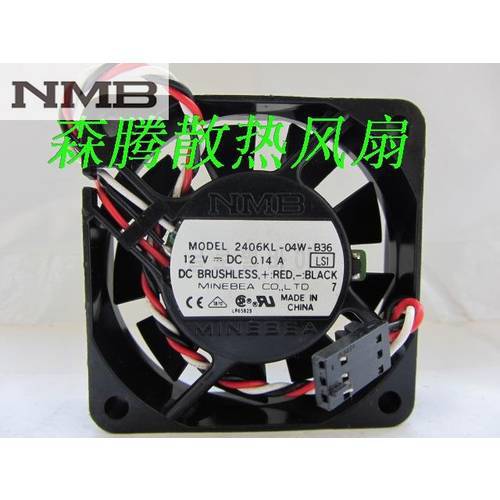 Original For NMB 2406KL-04W-B36 dual ball bearing cooling fan 12V 0.14A 60*60*15mm