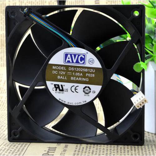 Original AVC DS12025B12U 12CM 120*120*25 12V 1.05A four pin PWM intelligent speed regulating fan