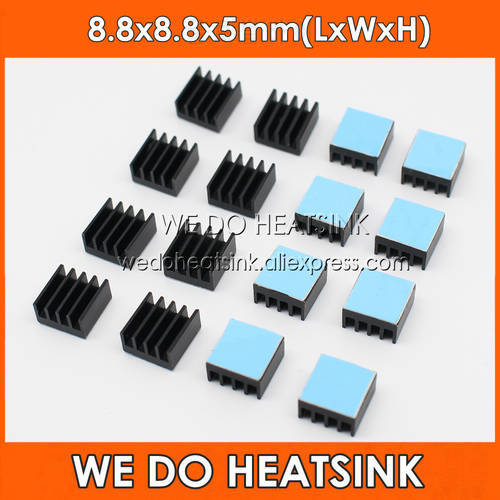 WE DO HEATSINK Black Aluminum Heatsink 8.8x8.8x5mm Cooler Radiator With 3M 8810 Thermally Conductive Adhesive Tapes