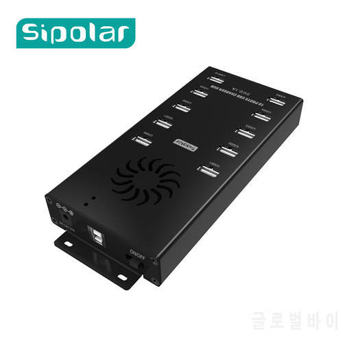 Sipolar 10 Port USB Charger Hub usb 2.0 data hub Standard 12V 10A Power adapter for cryptocurrency miners a-400
