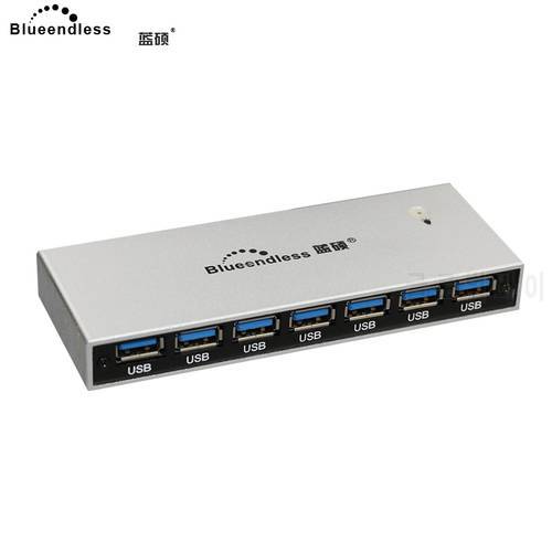Blueendless Free Shipping 7 Port USB 3.0 Hub Aluminum Charging Hub PC Laptops Usb Hub Combo for Home Office Computer H718U3