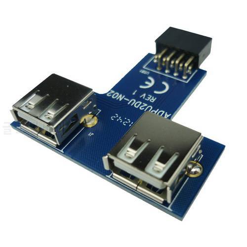 Motherboard USB 2.0 9Pin Female to 2 Port A Female Adapter Converter PCB Board Card Extender Internal PC Case