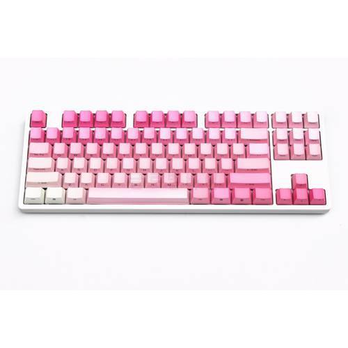 Valentine Pink Keycaps PBT Material OEM Profile Lasered Side Print or Double Shot Top Shine-thru for MX Mechanical Keyboard