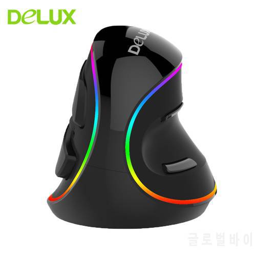 Delux M618 Plus Ergonomic Vertical Mouse 1600DPI 6 Buttons USB Optical Wired Gaming Mouse Gamer RGB Right Hand Game Mice For PC