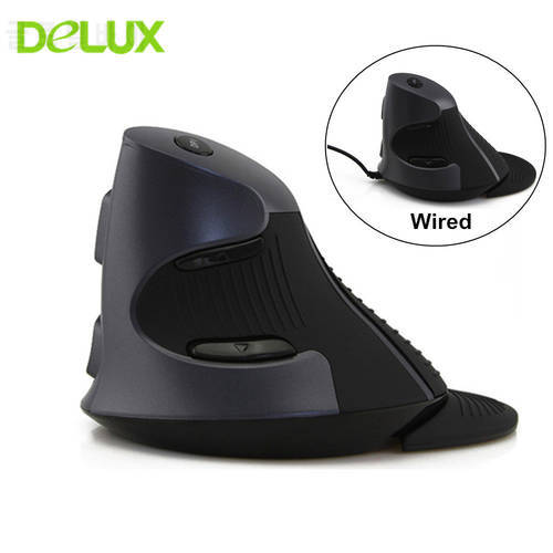 Delux M618BU Ergonomic Vertical Adjustable Mouse 6 Buttons 800/1200/1600 DPI Office Mice with Wrist Mat for PC Laptop Computer