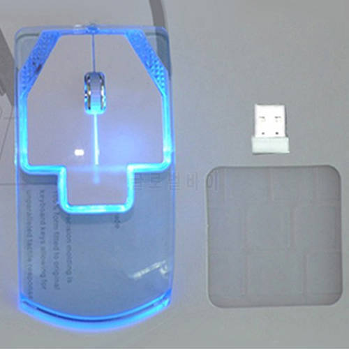 Creative Ultra-thin Transparent 2.4GHz Wireless Optical Luminous Mouse for PC Laptop