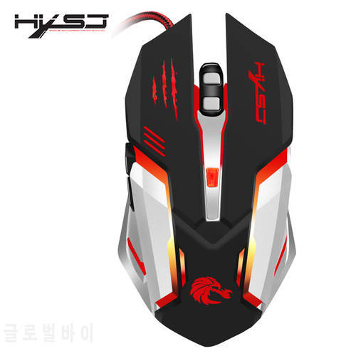 HXSJ Professional Wired Gaming Mouse 3200DPI Adjustable 6 Buttons Cable USB LED Optical Gamer Mouse For PC Computer Laptop Mause