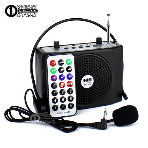 Outdoor Megaphone Portable Power Amplifier Mini Speaker USB TF Card Radio FM MP3 Music Player Loudspeaker & Headset Microphone