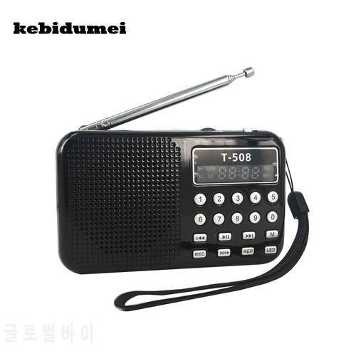 kebidumei Mini T508 Internal Magnetic LED Stereo FM Radio Speaker USB TF Card for MP3 Music Player