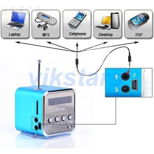 Micro SD TF USB Portable Radio FM Speaker Radio Mobile Phone Vibration PC Music Player Multifunction Mini Speaker V26R