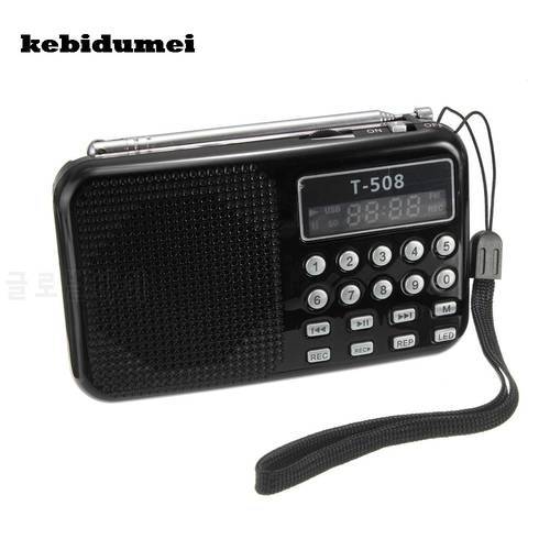 kebidumei Portable Mini 50mm Internal Magnetic LED Stereo FM Radio Speaker T508 USB TF Card for MP3 Music Player