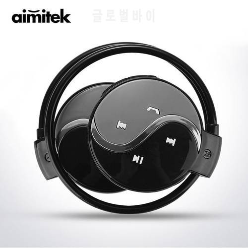 Aimitek Wireless Bluetooth 5.0 Earphones Sports Stereo Headphones MP3 Player Neckband Headsets TF Card Slot with Mic for Phones
