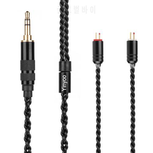 Yinyoo H3 H5 4 Core Upgraded Silver Plated Black Cable 3.5/2.5/4.4mm Earphone Cable With MMCX/2pin for KZ ES4 AS10 TRN V90 V80
