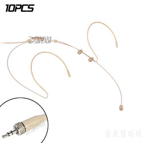 10Pcs Invisible 3.5mm Stereo Screw Loackable Dual Earhook Headset Mic Condenser Headworn Microphone For Wireless Bodypack XSW1 2