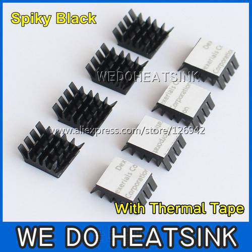 10pcs Aluminum Spiky Black Mini Heatsink 13x14x6.5mm Heat Sinks Cooler for IC VGA RAM With Thermally Adhesive Tape Applied
