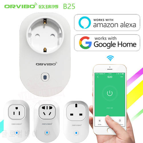 Alexa& Google Home Orvibo Home Automation B25 EU/U/UK/AU Smart Power Socket Plug 4G/WiFi Remote Control Switch for Smartphones