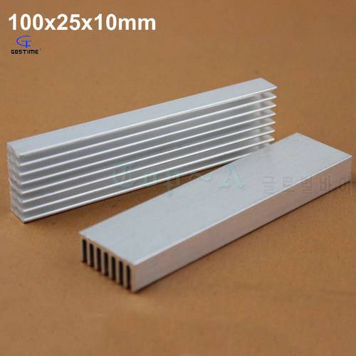 Gdstime 8pcs Silver Aluminum Heatsink 100mm x 25mm x 10mm Heat Sink Radiator Router CPU Cooler 100x25x10mm